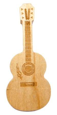 Akusztikus gitár alakú Fa 32GB-os pendrive mágneses kupakkal egyedi gravírozott szöveggel figurával