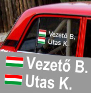 Ablakra ragasztható autós versenynevek matrica magyar zászlóval párban