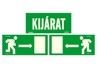 Menekülési irány kijárat csomag 1 fluor utánvilágító matrica szett