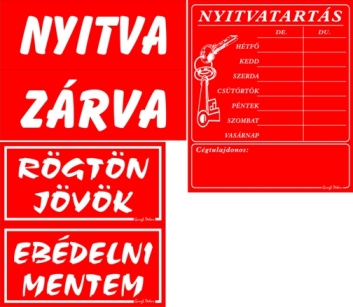 Nyitvatartásos csomag 3 tábla szett (több színben)