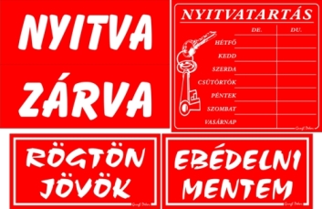Nyitvatartásos csomag 2 tábla szett (több színben)