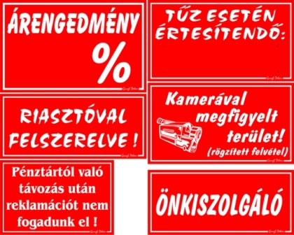 Üzletfelszerelési csomag 2 tábla szett (több színben)