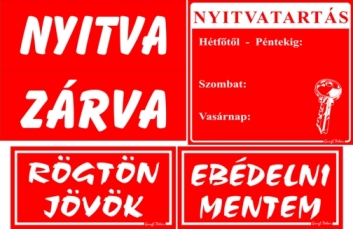Nyitvatartásos csomag 1 tábla szett (több színben)